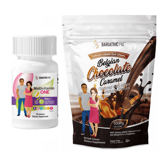 Duodenal Switch Vitamin Pack - Capsules Size: 1-Month Supply, BariatricPal Multivitamin ONE: Capsule with 60mg Iron, BariatricPal Calcium Citrate Soft Chews: Belgian Chocolate Caramel