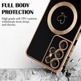 thumbnail image 3 of Magnetic Case for Samsung Galaxy S21 Ultra 5G MagSafe, Girls Women Cute Love Heart Pattern Plating Edge Silicone Shockproof Protective Bumper Cover fo, 3 of 5