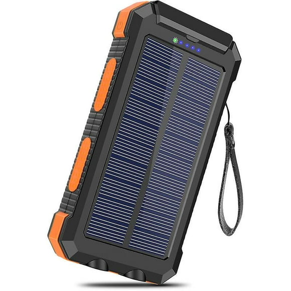 Solar Charger 20000mah With 2 Usb Portable External Battery Wireless Powerbank Fast Charging For Smartphones, Tablet, Outdoor Camping (orange)