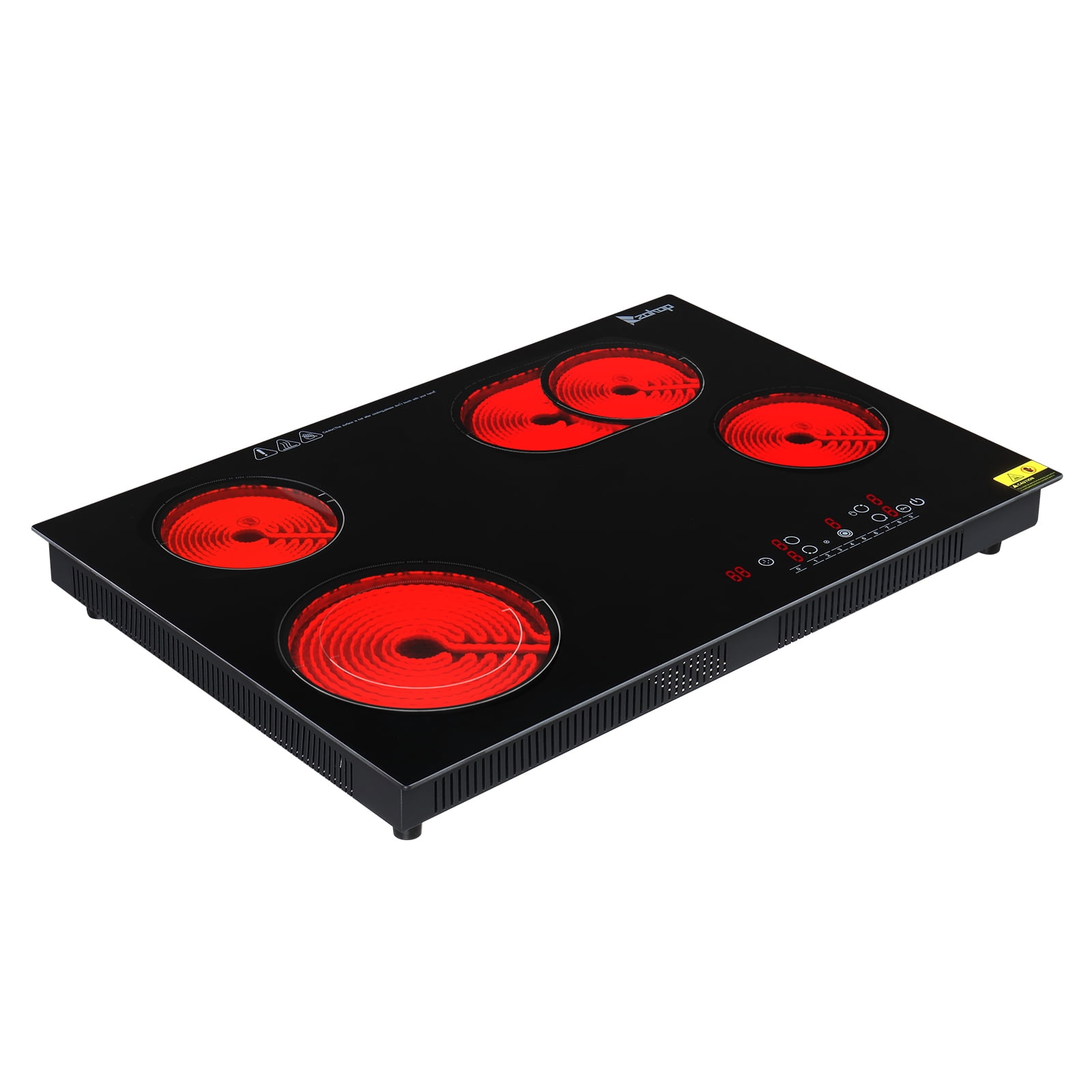 Zimtown Electric Cooktop 30 inch Ceramic Stove 4 Burners Built-in Stove Top Electric Hot Plate Satin Glass cooktop in Black, Timer/Child Safety Lock/9 Power Level/220-240V 7200W