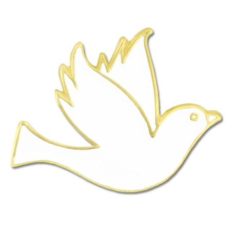 Plated White Enamel - PinMart's White Dove Gold Plated Enamel Lapel Pin
