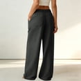 thumbnail image 5 of aohooy Wide Leg High Waisted Pants Women Summer Casual Button Up Palazzo Work Pant Beach Vacation Comfort Trousers with Pockets Dark Gray,XL, 5 of 7
