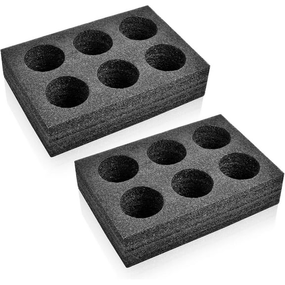 2Pcs Takeout Cup Holders Foam, 6 Cups Foam Takeout Coffee Carrier Trays to Go Drink Holder for Delivery Hot and Cold Beverages, Milk Tea (Black, 11.8x7.8 inch)