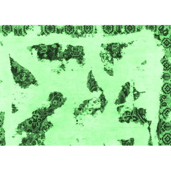 Ahgly Company Indoor Rectangle Abstract Emerald Green Modern Area Rugs, 2' x 3'