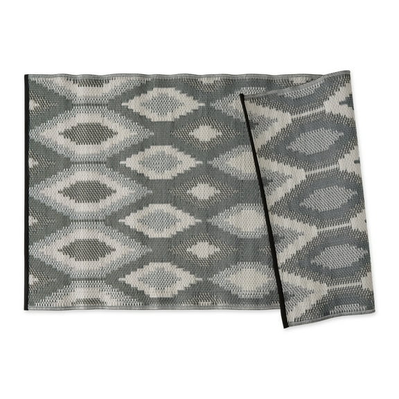 DII Reversible Indoor/Outdoor Ikat Woven Rug, 3x6', Black