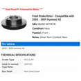 thumbnail image 2 of Front Brake Rotor - Compatible with 2003 - 2009 Hummer H2 2004 2005 2006 2007 2008, 2 of 2