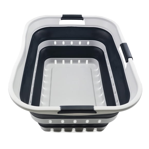 SAMMART Cesta plegable de plástico para la colada de 42 L (11 galones) – Contenedor/organizador de almacenamiento plegable – Cesta/cesta para ahorrar espacio (1 gris/gris pizarra)