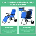 thumbnail image 4 of FICISOG Folding Beach Chair for Women, 2 in 1 Beach Chair Wagon Cart Combo with Heavy Wheels Outdoor, Foldable Chaise Lounge Camping Chair for Beach, Backyard, Pool or Camp, 4 of 10