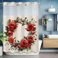 thumbnail image 6 of Floral Wreath No Hooks Shower Curtain with Snap-in Liner Blossoming Rose Shower Curtains for Bathroom, Waterproof, Easy Install, Washable 72"x84", 6 of 9