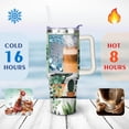 thumbnail image 4 of 40oz Watercolor Cactus Succulents Stainless Steel Flip Straw Tumbler Spill Proof Travel Cup Double Wall Vacuum Insulated Coffee Mug with Top Handle, 4 of 6
