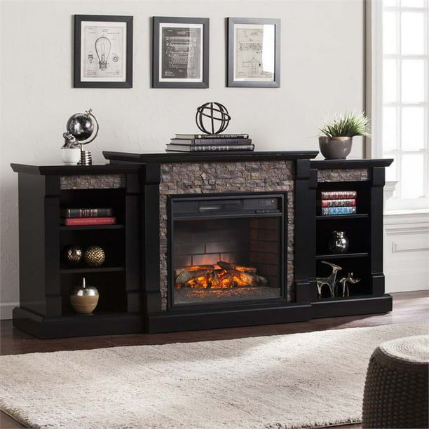 Bowery Hill Infrared Electric Fireplace In Black Com Bowery Hill Infrared Electric Fireplace, Infrared Electric Fireplace With Shelf