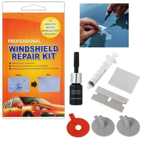 Lucoss Windshield Repair Kit Cracked Glass Repair Kit to Fix Auto Glass Windshield Crack Chip Scratch