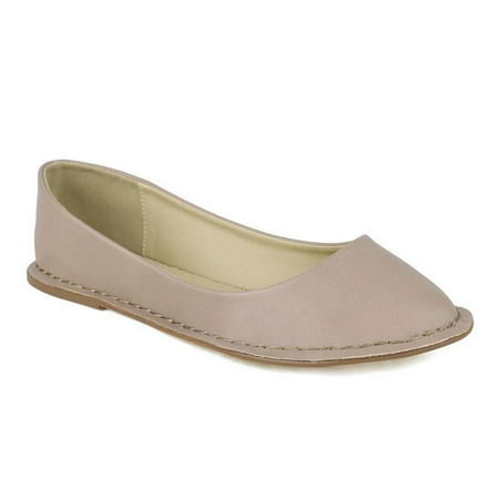 Toi et Moi women s Round-Toe Casual Flats in Mushroom