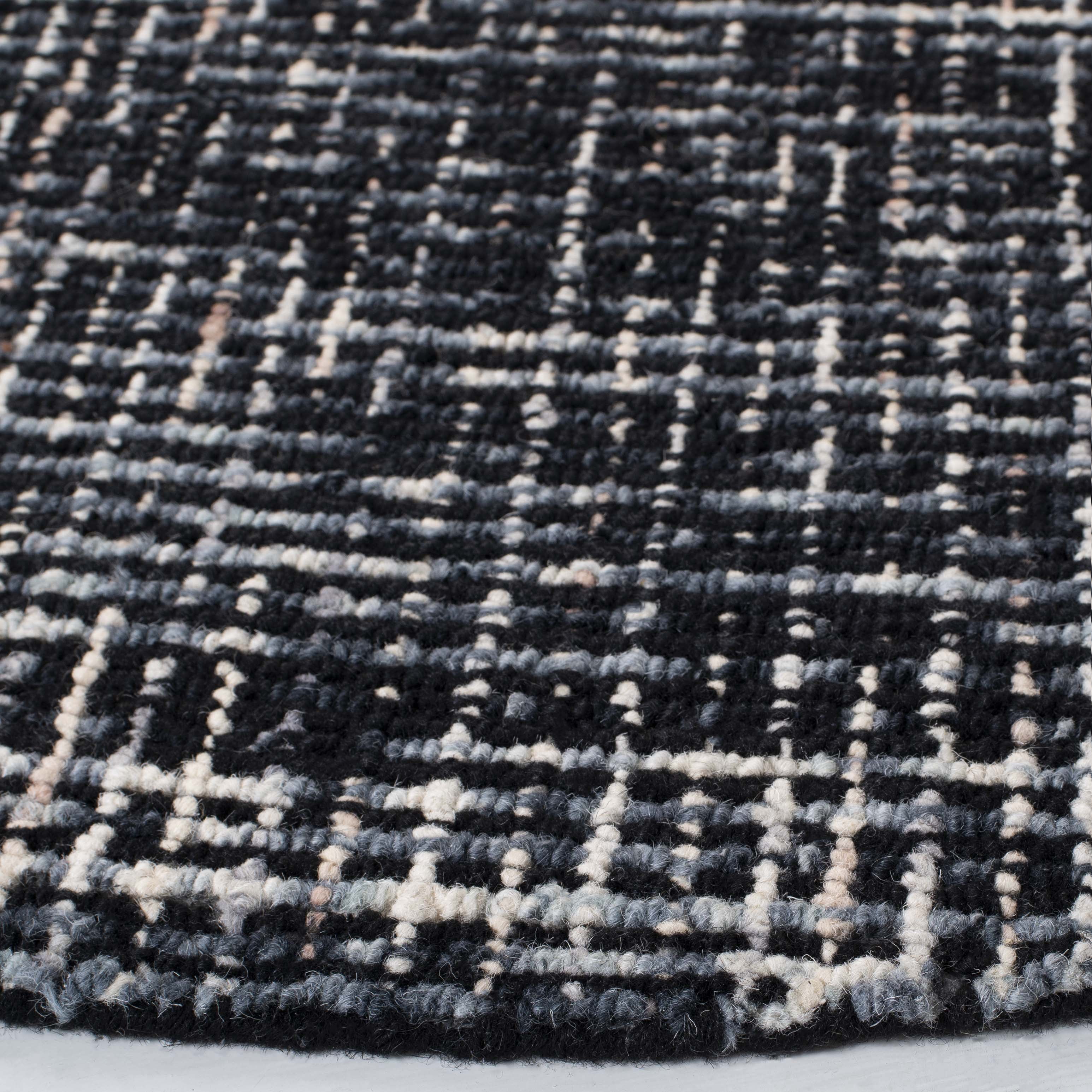 Safavieh Abstract Delia Distressed Wool Area Rug, Black/Gray, 4' x 4' Round
