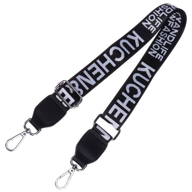 Correa de repuesto creativa para bolso de hombro, 1980, correa ancha estampada, negra y plateada