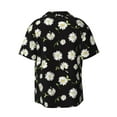 thumbnail image 2 of Vsdgher Daisies Flowers Print Men's Wrinkle Free Untucked Cuban Shirt Business Casual Button Down Shirts Short Sleeve Shirt, 2 of 7