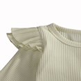 thumbnail image 3 of Baby Boy Girl Solid Color Cotton Knitted Ruffle Long Sleeve Romper Top Drawstring Pants, 3 of 5