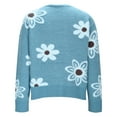 thumbnail image 3 of Trendy Sweater Cardigans Womens Long Sleeve Button Up Flowers Pattern V Neck Casual Soft Cotton Knit Blouse Tops (M, Sky Blue), 3 of 7