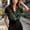 Green, variant on Women's Sexy Satin Leopard Print Blouse with Button Front – Elegant Contrast Trim Collar Short Sleeve Work Top Red，S