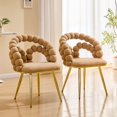 thumbnail image 1 of Juego de 2 Sillas de comedor de terciopelo de cadena de bola de silla de burbuja hinchada amarilla con piernas de oro, sillas modernas tapizadas de acento para el comedor y la cocina, 1 of 4