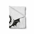 thumbnail image 2 of Celtic Dragon Soft Flannel Fleece Throw Blanket, Silhouette Style Creature on Plain Backdrop Print, Cozy Plush for Indoor and Outdoor Use, 50" x 70", Charcoal Grey and White, by Ambesonne, 2 of 6