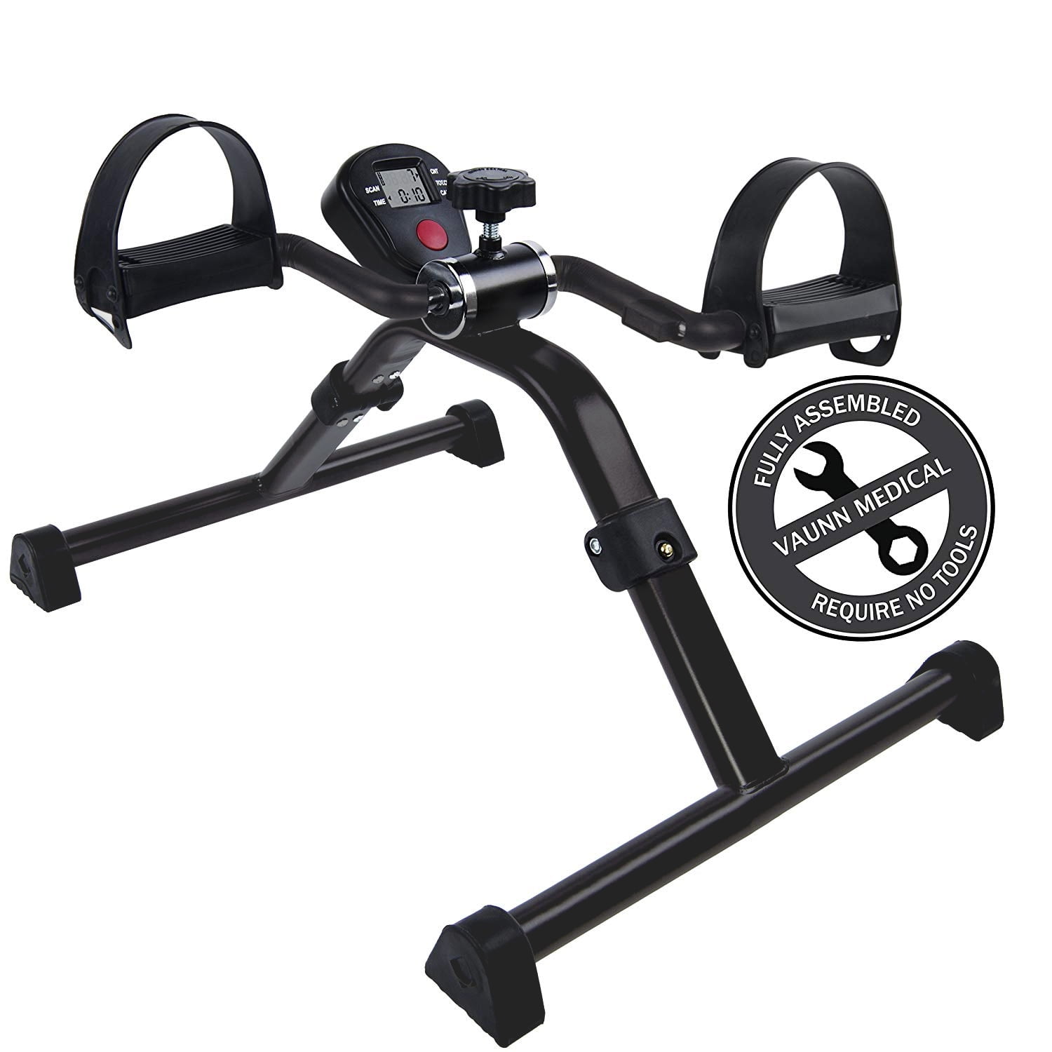 Fully Assembled Folding Exercise Pedaler, no Tools Required Vaunn Medical Under Desk Bike Pedal Exerciser with Electronic Display for Legs and Arms Workout 