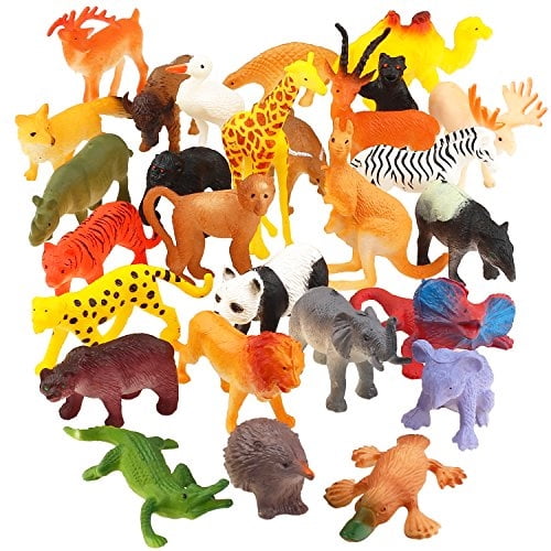 Juguete de animal, 64 paquete mini modelos de animales de plástico salvaje kit juguetes, jóvenes animales real KarberDark KarberDark