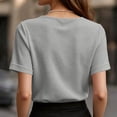 thumbnail image 5 of Molidfa Women's Top Stretchable Crew Neck Short Sleeve Casual Regular Pullover Drop Shoulder Set-In Casual Tops, 5 of 5