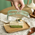 thumbnail image 5 of Bamboo Butter Dish with Glass Lid - Clear Butter Tray for Refrigerator&Counter for Butter,Block of Cream Cheese&Serving, 5 of 6