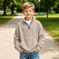 thumbnail image 5 of Abcomgle Kids Quarter Zip Pullover Crewneck Long Sleeve Kids Pullover Sweatshirts Fashion Waffle Knit Sweaters for Boys Casual Boys Fall Shirts, 5 of 6