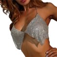 thumbnail image 4 of Txlixc Mujeres Personalidad flash Diamond Fit camiseta sin mangas sexy slip Cadena irregular ombligo tops Txlixc moda, 4 of 6