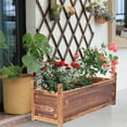 thumbnail image 5 of 35.4x11.8x13.3" Carbonized Pine Wood Raised Garden Bed Planting Box  Outdoor Backyard Vegetable Planter, 5 of 13
