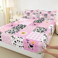 thumbnail image 3 of jejeloiu Kawaii Cattle Full Size Sheets,Cute Dasiy Flowers Bed Sheets,Rustic Western Farmhouse Sheet Sets For Girls Teens,Super Cozy Room Decor,4-Piece, 3 of 7