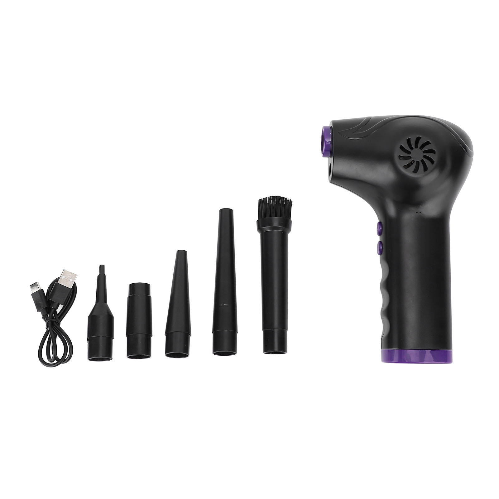 LAZIOEGR 60,000 RPM Portable Air Duster – 2‑Speed, 5‑Nozzle, Rechargeable 6000 mAh, Built‑in Light for Keyboards & Car Seats