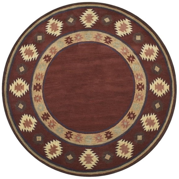 Alora Decor Ryder 8' Round Tribal Burgundy/Tan/Rust/Navy/Sage Area Rug
