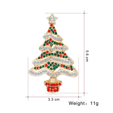 Inlayed Top - Women Christmas Tree Brooch Crystal Inlaid Breastpin Top Decoration Jewelry for Ladies as shown
