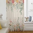 thumbnail image 6 of Floral Sheer Curtains 72 Inches Long, Spring Roses Eucalyptus Leaf Plants Beige Light Filering Curtains, Breathable Simi Curtain Privacy Drapes for Living Room Bedroom Lightweight Window Treatment, 6 of 9