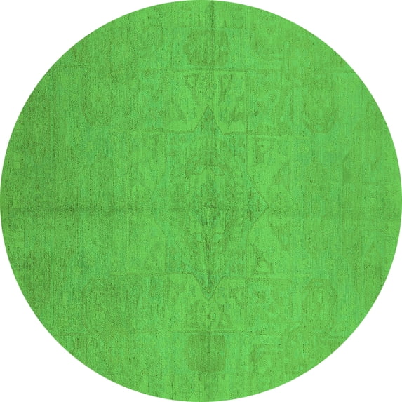 Ahgly Company Indoor Round Oriental Green Industrial Area Rugs, 8' Round