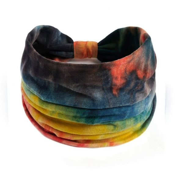 Boho Criss Cross Hair Scarfs Yoga for Women Girls Tie Dye Turban Wide Knotted Headbands Twist Headbands Sport Head Wraps 01