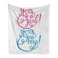 thumbnail image 1 of Gender Reveal Soft Flannel Fleece Throw Blanket, Classical Hand Drawn Style It's a Girl Boy Lettering Baby Message, Cozy Plush for Indoor and Outdoor Use, 70" x 90", Hot Pink and Blue, by Ambesonne, 1 of 6