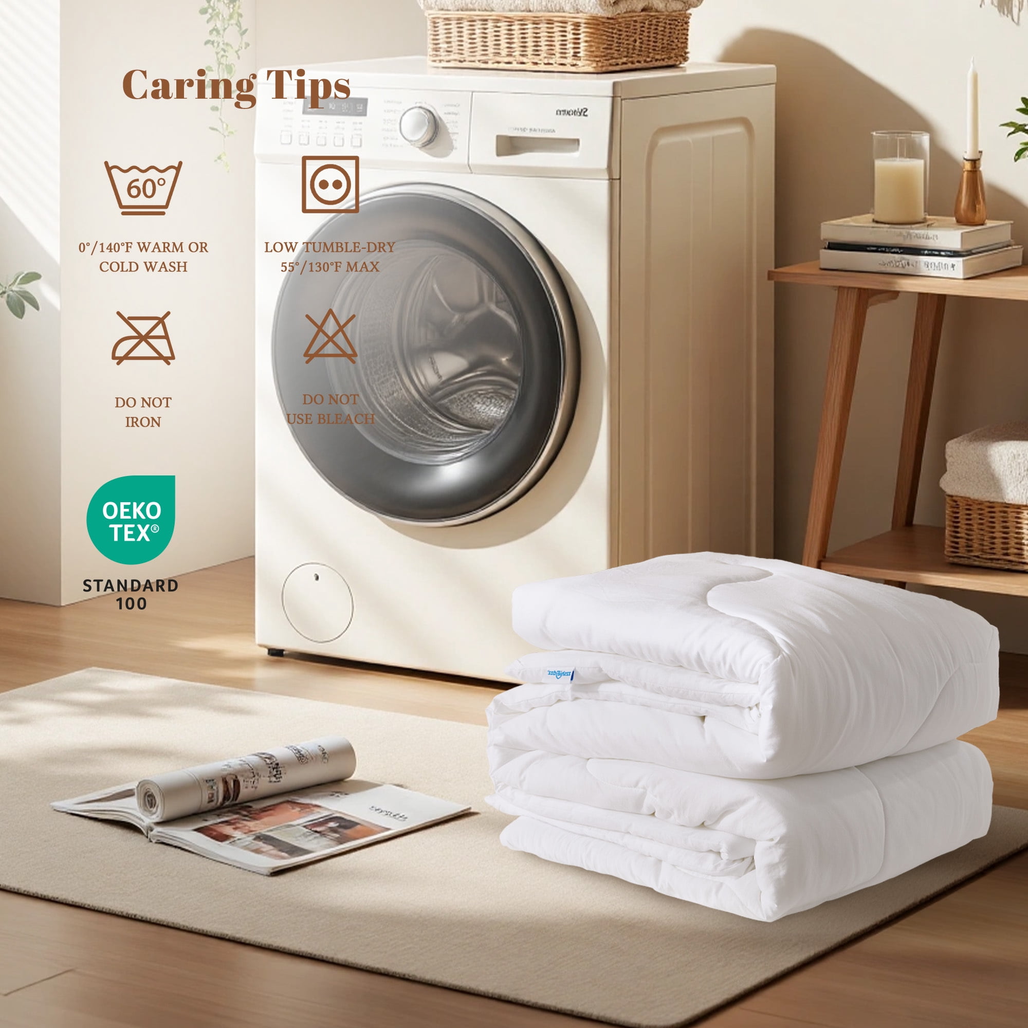 Twin Size Comforters Duvet Insert, Soft Down Alternative with Corner Tabs, Quilted Comforters for All Seasons, Machine Washable, Twin 88 x 68 inches