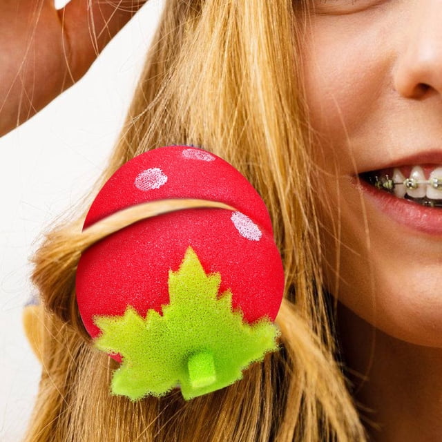 FONDOTIN 18 Pcs Rouleaux Éponge en Forme de Fraise pour Cheveux, Bigoudis Sans Chaleur pour Usage Domestique