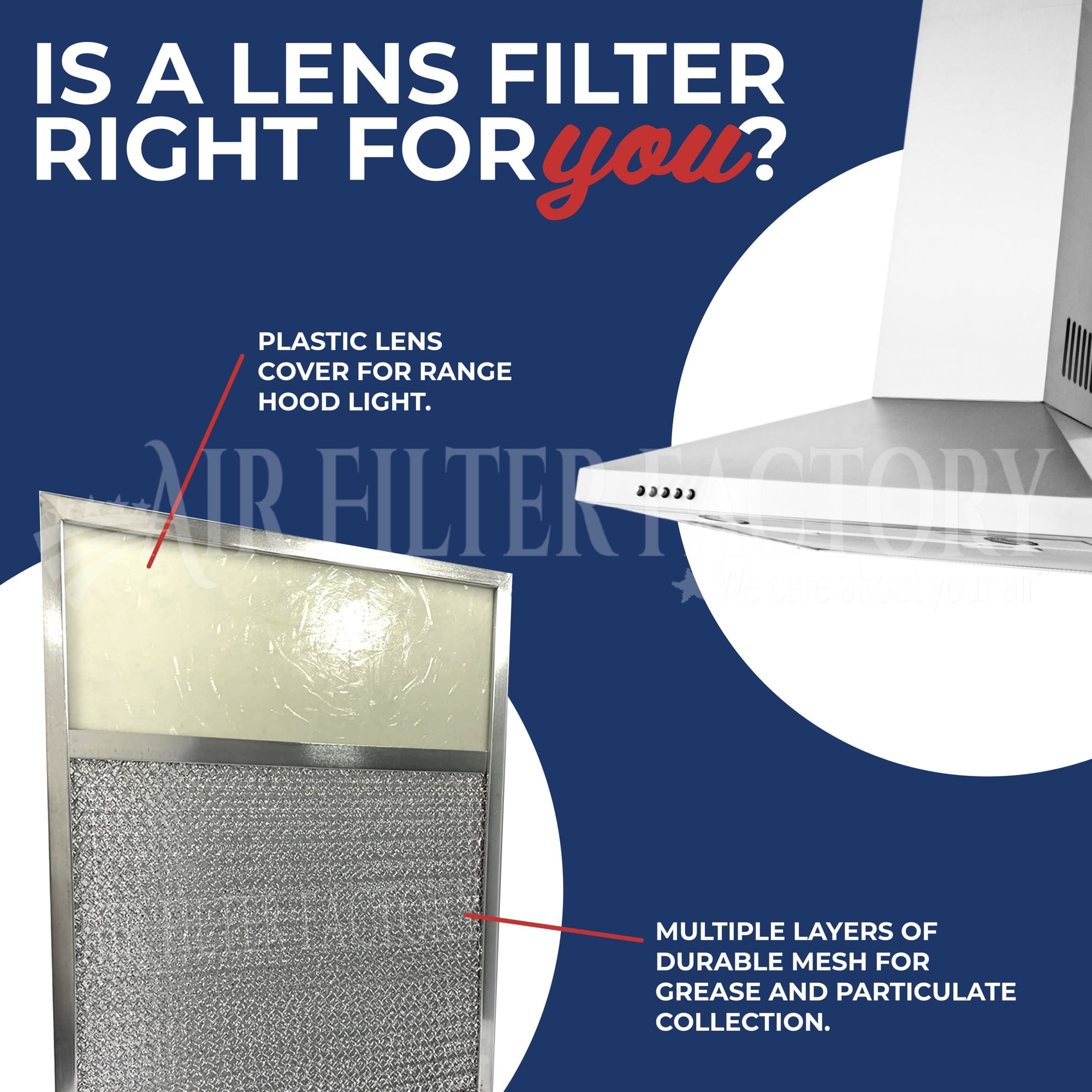 Air Filter Factory 8-1/4 x 23-1/2 x 3/8 Inches Range Hood Aluminum Mesh Dual Light Lens Grease Filter
