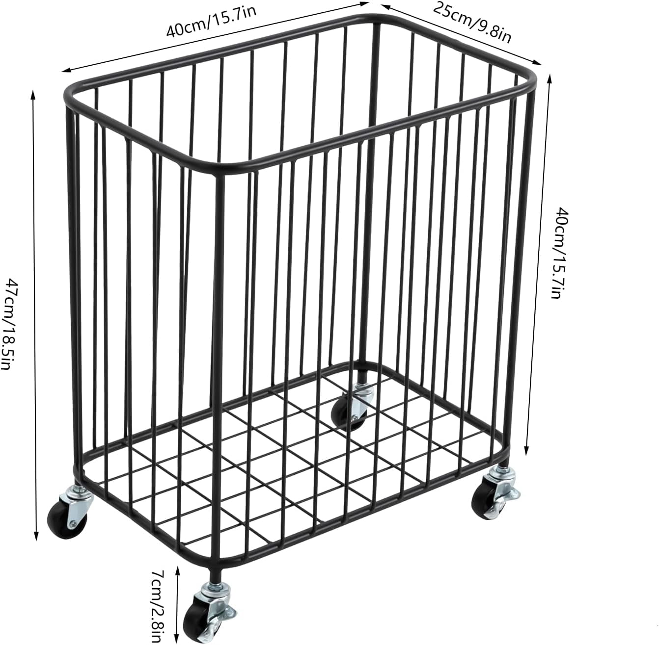 Floor Laundry Hamper with Wheels, Modern Laundry Basket Cart Rolling Storage Hamper Metal Storage Cart Gold for Bathroom Laundry Room Bedroom Living Room