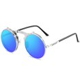 thumbnail image 1 of Vintage Steampunk Flip Gafas de sol Retro Gafas de sol redondas de metal para hombres y mujeres Diseñador de la marca Circle Oculos Deng Xun unisex, 1 of 2