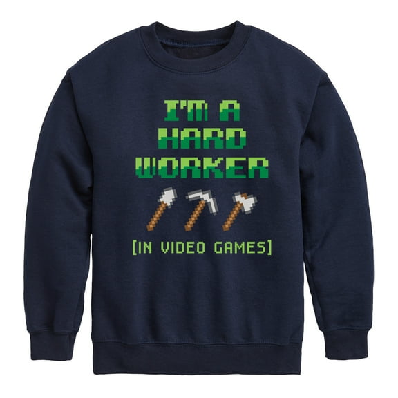 Instant Message - Gamer - I'm a Hard Worker In Video Games - Toddler & Youth Crewneck Fleece Sweatshirt
