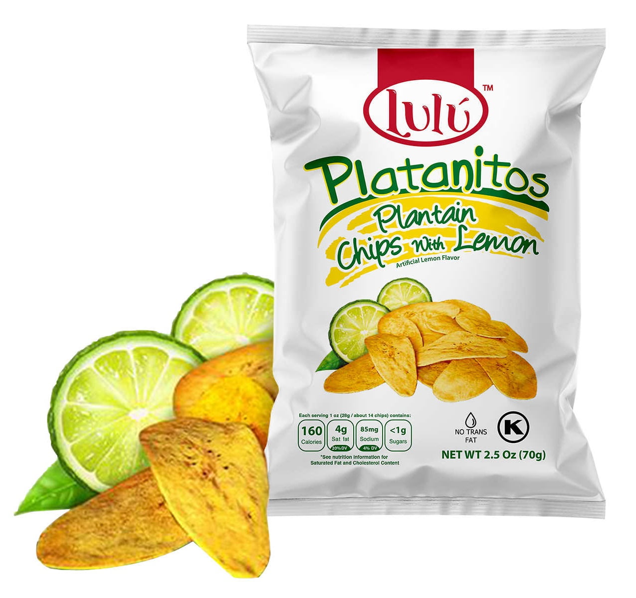 Lulu Platanitos, Plantain Chips with Lemon, 2.5 oz, 30 ct