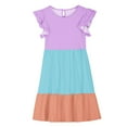 thumbnail image 4 of Ashirexll Teen Summer Dresses, Girls Summer Dress, Summer Dresses for Kids 5-14Y Fashion Color Matching Tiered Ruffle Sleeve Dresses, 4 of 7