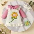 thumbnail image 6 of XIYON Girl Clothes Baby Girl Corduroy Pinafore Dress Long Sleeve Bodysuit Bandana Three Piece Outfit For Infant Toddler Photoshoot 6-9 Months, 6 of 9