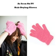 Quick Drying Hair Gloves -Soft New micro-weave fiber that dry hair faster (Pair of 2 Pink Gloves)